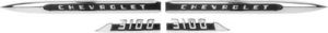 1956 Chevrolet Truck Fender Side Emblems "CHEVROLET 3100" 4 Pieces, (with fasteners) Photo Main