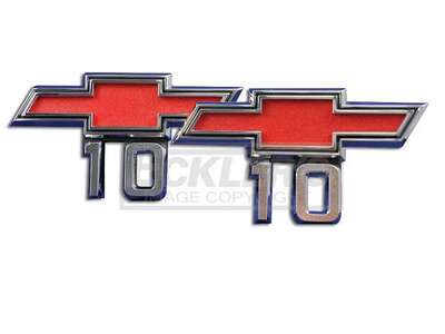 1967-68 Chevrolet Truck "10 WITH BOWTIE" Fender Side Emblems (w/ fasteners) Photo Main