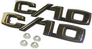 1969-70 Chevrolet Truck "C/10" Fender Side Emblems, (w/ fasteners) Photo Main