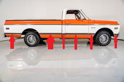 1969-72 Chevrolet Truck Shortbed, Fleetside 12 piece Lower Molding Kit Woodgrain Photo Main