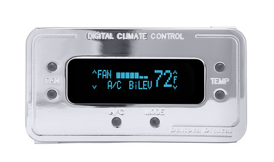 Digital Rectangular Climate Control system, fits Vintage Air Gen II, Chrome, Blue Display Photo Main