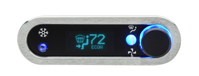 DCC Digital Climate Control - Vintage Air Gen IV - VFD3 Style - Horizontal, Satin Bezel, Teal Display Photo Main