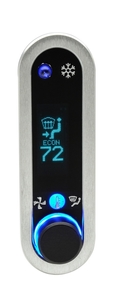 DCC Digital Climate Control - Vintage Air Gen IV - VFD3 Style - Vertical, Satin Bezel, Teal Display Photo Main