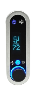 DCC Digital Climate Control - Vintage Air Gen IV - VFD3 Style - Vertical, Satin Bezel, Teal Display Photo Main