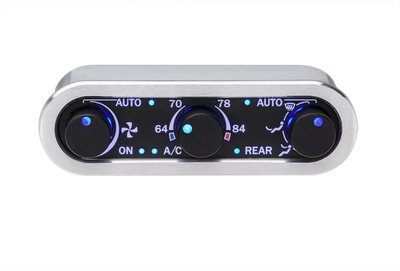 DCC Digital Climate Control - Vintage Air Gen IV 3-Knob, Horizontal, Satin, Black Alloy, Blue Display Photo Main