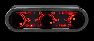 DCC Digital Climate Control - Vintage Air Gen IV 3-Knob, Horizontal, Satin, Black Alloy, Red Display Photo Main