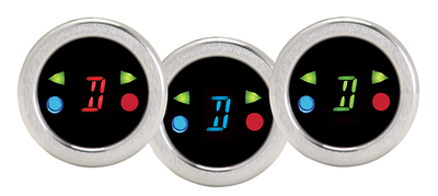 Round digital gear shift indicator with indicators, 1 1/2" diameter, chrome, blue Photo Main