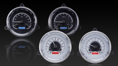 1954-55 1st Series Chevrolet Truck VHX Gauge Kit - Silver Alloy Style Face, Red Backlight Photo Main