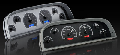 1960-63 Chevrolet Truck VHX Gauge Kit - Carbon Fiber Style Face, Blue Backlight Photo Main