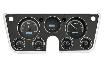 1967-72 Chevy Truck VHX System, Analog Clock, Black Alloy Style Face, White Display Photo Main