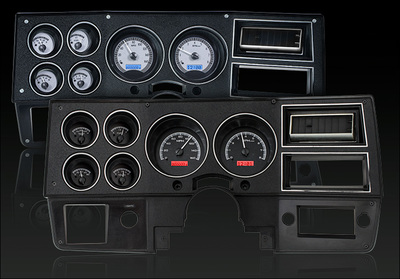 1973-87 Chevy Pickup VHX System, Carbon Fiber Style Face, Blue Display Photo Main