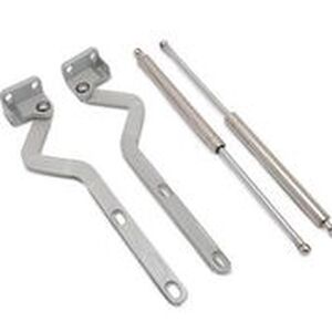 1981-87 Chevy Truck Aluminum Hood Hinges with Gas Struts, Clear Anodized Finish Photo Main