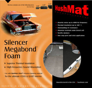 HushMat Silencer Megabond Thermal Insulation / Sound Absorbing Foam, Contains (2) 23" x 36" Sheets 1/8" Thick (3mm) Photo Main