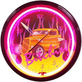 Bitchin Neon Clock with Magenta Neon Photo Main