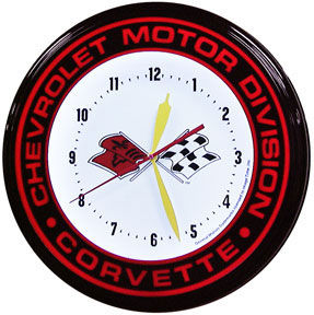 Chevrolet Corvette Motor Division Neon Clock with White Neon Photo Main