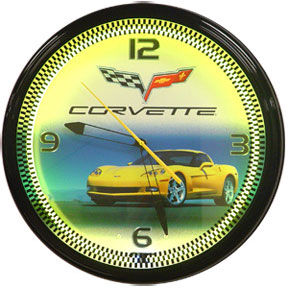 Corvette C6 Yellow Neon Clock with Yellow Neon Photo Main