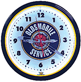 Oldsmobile Service Neon Clock with Blue Neon Photo Main