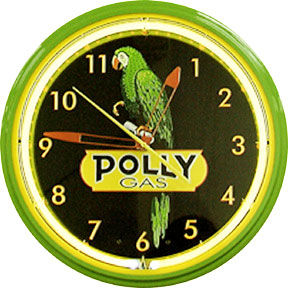 Polly Gasoline Neon Clock with Green Neon Photo Main