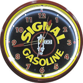 Signal Gasoline Neon Clock with White Neon Photo Main