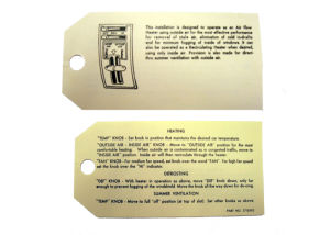 1956-57 Chevrolet Heater instruction tag Photo Main