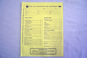 1955-61 Chevrolet New car factory inspection/adj sheet Photo Main