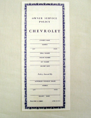 1952-59 Chevrolet Service policy Photo Main