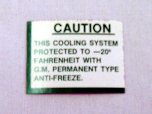 1956-62 Chevrolet Caution cooling system decal Photo Main