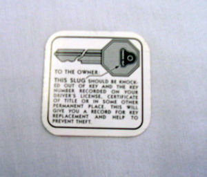 1937-54T Chevy/GMC TK glove box key decal Photo Main