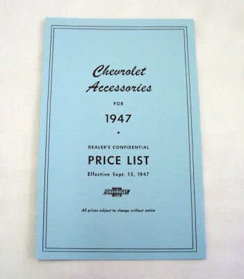1947/1947T Chevrolet New car/truck retail accesory price booklet Photo Main
