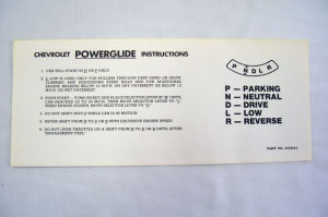 1955-57 Chevrolet Sun visor power-glide instructions sleeve Photo Main