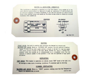 1953-54 Chevrolet Heater instruction tag Photo Main