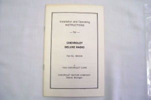 1940 Chevrolet Radio owners manual Photo Main