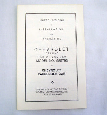 1947 Chevrolet Radio owners manual Photo Main