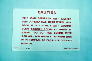 1957-58 Chevrolet Positraction warning decal Photo Main