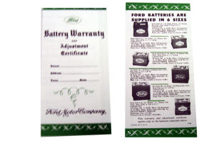 1939-53 "Ford" battery warranty certif Photo Main