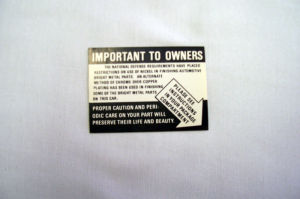 1951-53 Ford Chrome care instruction decal Photo Main