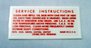 1952-53 Ford Oil bath side air cleaner service decal Photo Main