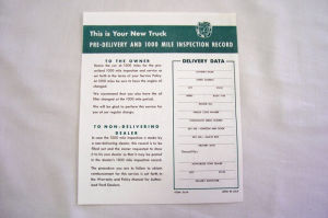 1953-56T Ford Pre-delivery sheet Photo Main
