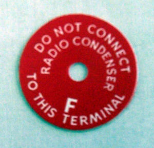 1949-55T Ford 6 volt generator warning tag/Generator warning tag (truck) Photo Main