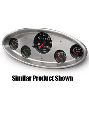 1932 FORD OVAL BILLET ALUMINUM DASH INSERT - 5 GAUGE 3-3/8" AUTOMETER (TRADITIONAL), MOON - BRUSHED Photo Main