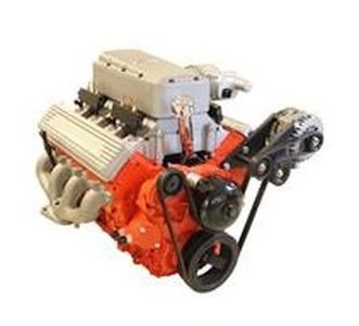 62 Fuelie Crate Engine, LS3 495 HP, Painted Orange w Cast Finish SB Chevy Valve Covers Photo Main