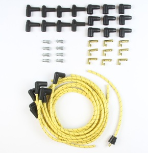 Plug Wire Kit 90D Plug, HEI/Points Ends, Cut to Fit Yellow Black Tracers Photo Main