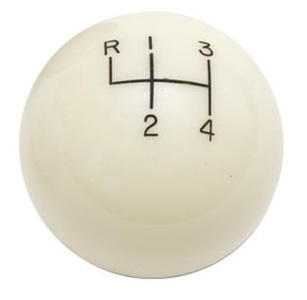Shift Knob Solid Resin 2" Round Ivory 4 Speed (Reverse Up Left) Photo Main