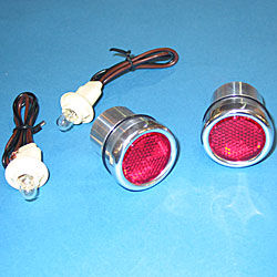 1940-66 Chevy Bed Roll Lights - Polished Aluminum w/ Red Lights, Stepside Photo Main