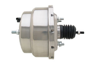 Universal 8" Dual Polished Stainless Steel Power Brake Booster Photo Main
