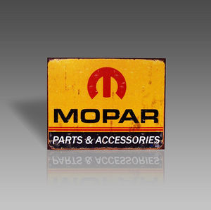 YELLOW MOPAR PARTS AND ACCESSORIES METAL SIGN Photo Main