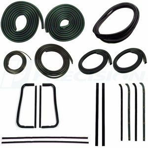 1960-63 Chevy/GMC Truck Complete Weatherstrip Kit w/ Chrome Trim and Metal Framed Glass Photo Main