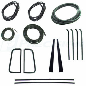 1955-59 Chevy/GMC Truck Complete Weatherstrip Kit w/ Chrome Trim Photo Main