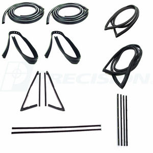 1971-72 Chevy/GMC Truck Complete Weatherstrip Kit w/ Chrome Trim, Chrome Beltlines - Large Back Glass Photo Main