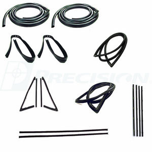 1967-72 Chevy/GMC Truck Complete Weatherstrip Kit w/o Chrome Trim, Chrome Beltlines - Large Back Glass Photo Main